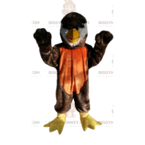BIGGYMONKEY™ mascottekostuum bruin en oranje vogel met mooie