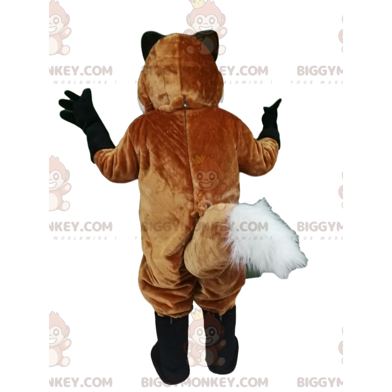Traje de mascote BIGGYMONKEY™ de raposa marrom e branca –