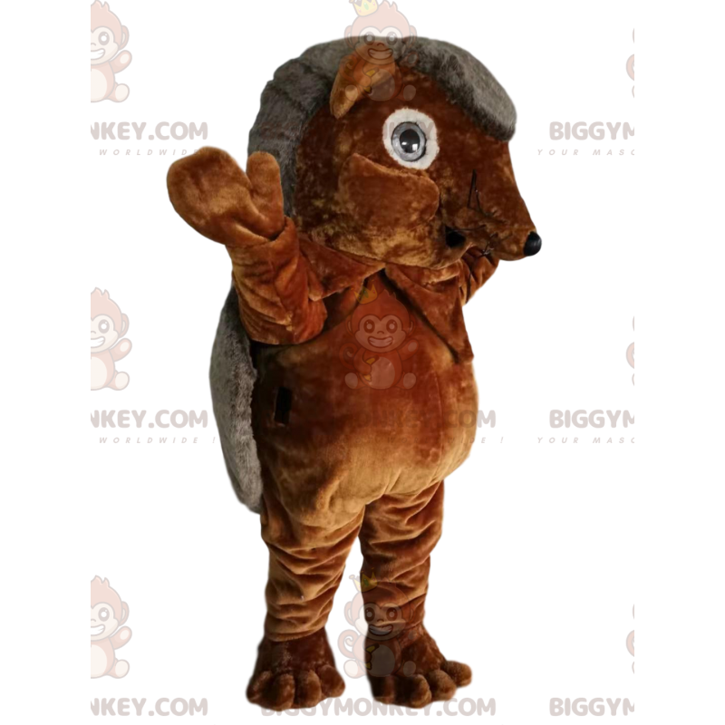 Traje de mascote de ouriço marrom e cinza BIGGYMONKEY™.