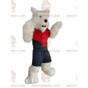 Στολή μασκότ Westie the Scottish Dog BIGGYMONKEY™ με σκωτσέζικη
