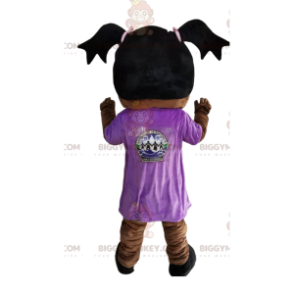 Lille pige BIGGYMONKEY™ maskot kostume med lilla jersey og