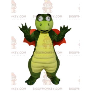 BIGGYMONKEY™ Costume da mascotte Drago verde con ali arancioni