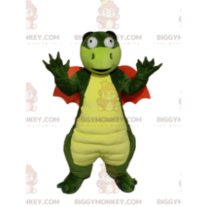 Disfraz de mascota BIGGYMONKEY™ Dragón verde con alas naranjas