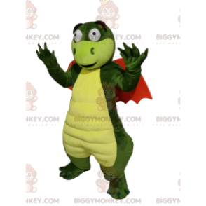 BIGGYMONKEY™ Costume da mascotte Drago verde con ali arancioni