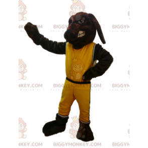 Brown Dog BIGGYMONKEY™ Mascot Costume With Yellow Sportswear –