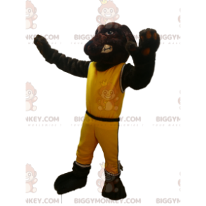 Brown Dog BIGGYMONKEY™ Mascot Costume With Yellow Sportswear -