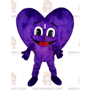 Costume de mascotte BIGGYMONKEY™ de cœur violet en velours.