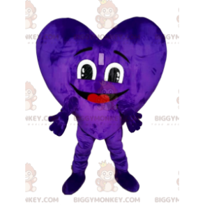 BIGGYMONKEY™ maskotdräkt i lila sammetshjärta. hjärtkostym -