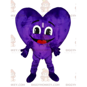 Costume de mascotte BIGGYMONKEY™ de cœur violet en velours.