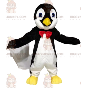 Kostým maskota BIGGYMONKEY™ Černobílý tučňák s červeným