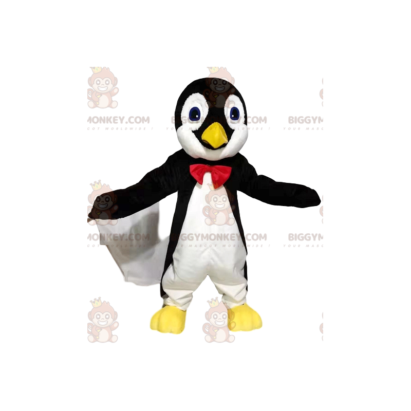BIGGYMONKEY™ Maskottchenkostüm Schwarz-weißer Pinguin mit roter
