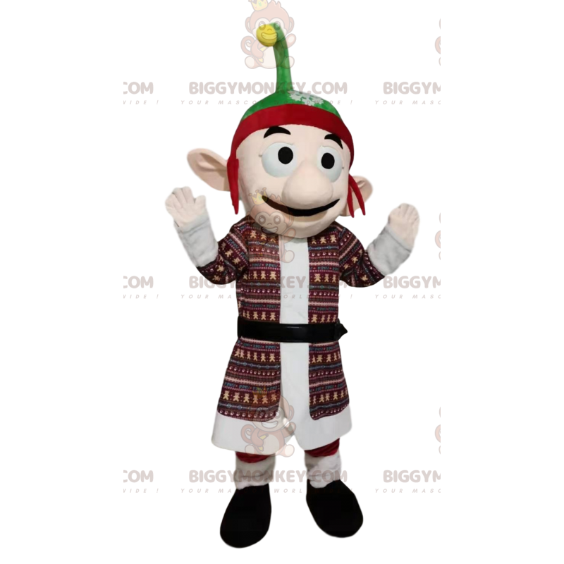 Costume de mascotte BIGGYMONKEY™ de lutin avec un chapeau rouge