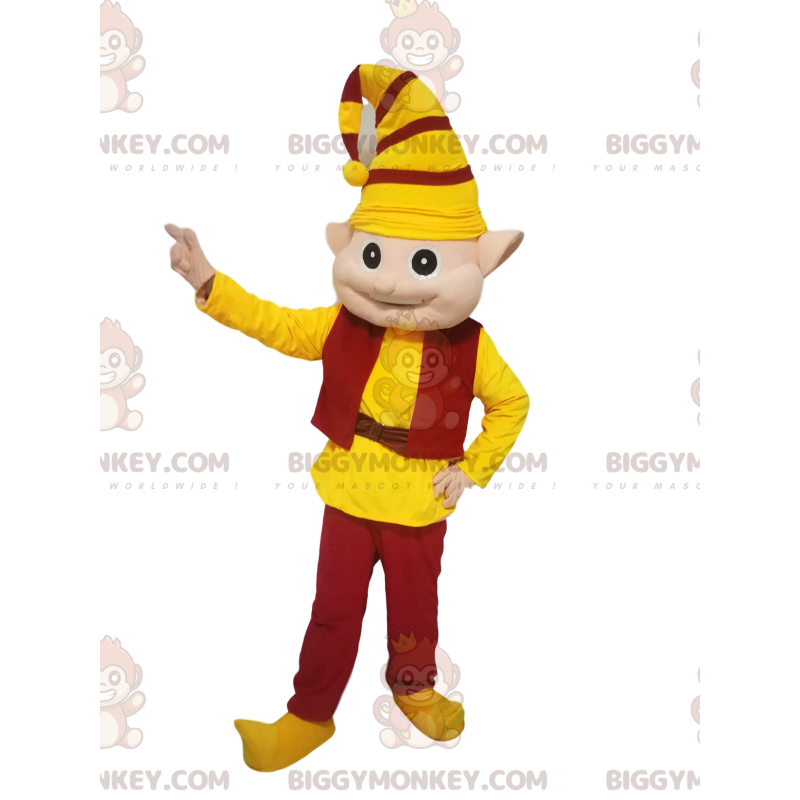 Costume de mascotte BIGGYMONKEY™ de lutin avec une tenue jaune