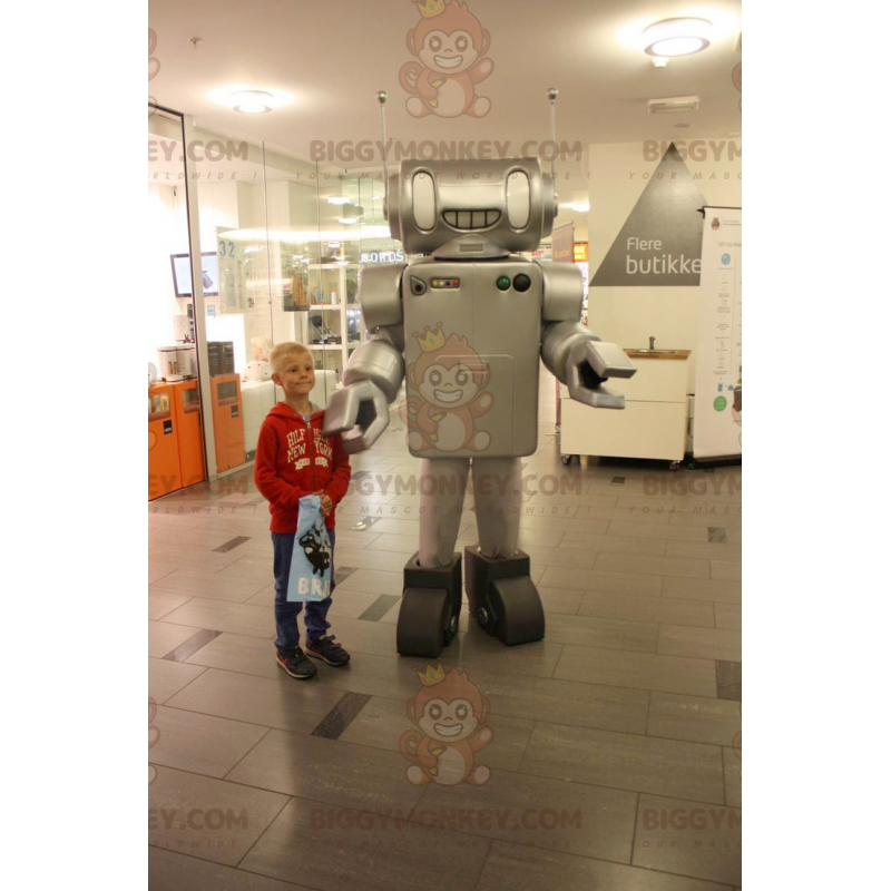 Disfraz de mascota BIGGYMONKEY™ de robot gris metálico muy