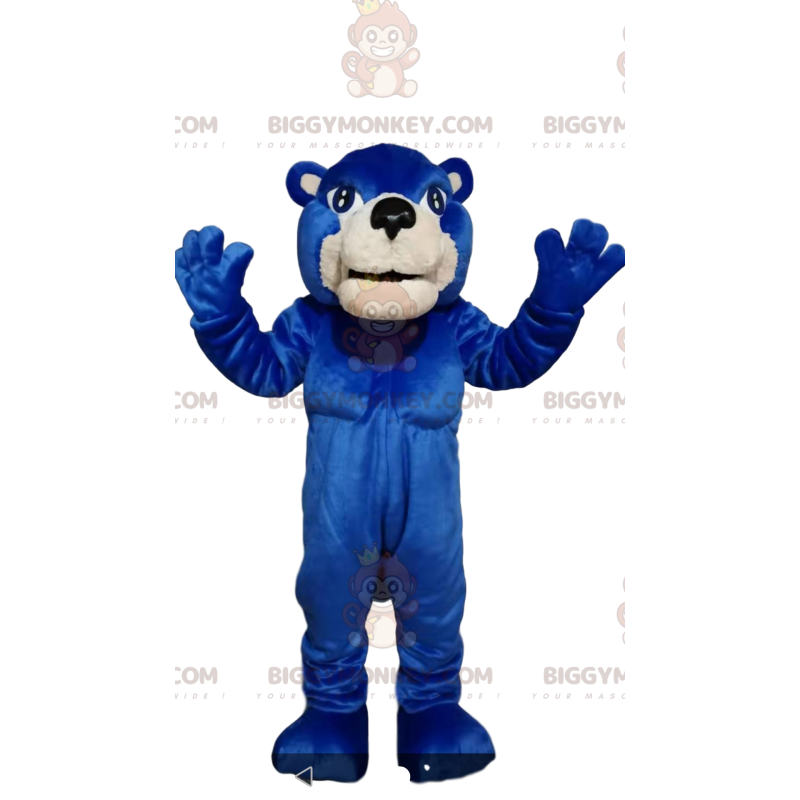 Blå bjørn BIGGYMONKEY™ maskot kostume. Blå bjørn kostume -