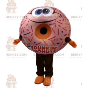 Donut BIGGYMONKEY™ mascottekostuum met roze glazuur en een