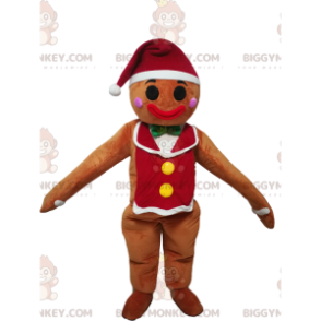 BIGGYMONKEY™ Gingerbread Man Mascot-dräkt med julhatt -