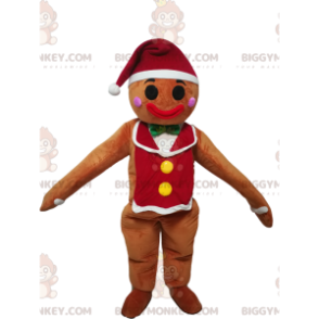 BIGGYMONKEY™ Gingerbread Man-mascottekostuum met kerstmuts -