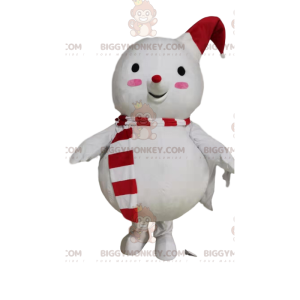 BIGGYMONKEY™ Snowman Mascot Costume with Red and White Hat -