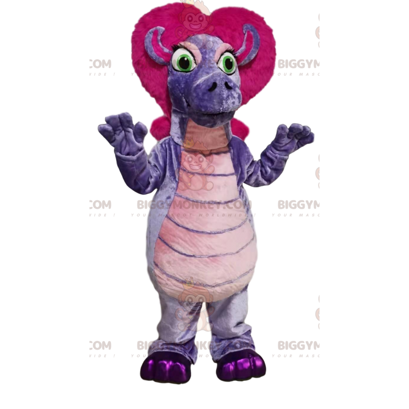 BIGGYMONKEY™ mascottekostuum paarse polsband met fuchsia haar -