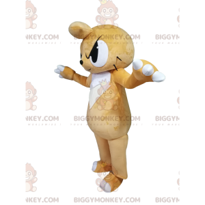 Traje de mascote BIGGYMONKEY™ gato bege com olhar ameaçador –