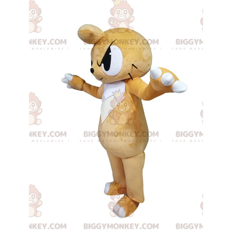 BIGGYMONKEY™ mascottekostuum beige kat met dreigende blik -