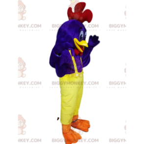 Blue Rooster BIGGYMONKEY™ maskotdräkt med gul overall -