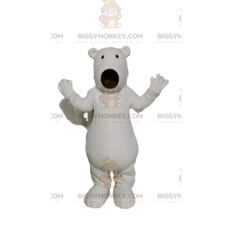 BIGGYMONKEY™ maskotdräkt av isbjörn med stor svart nos -