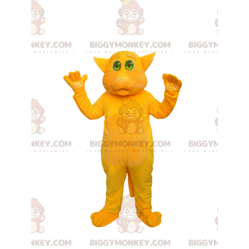 Costume de mascotte BIGGYMONKEY™ de chat jaune avec de beaux