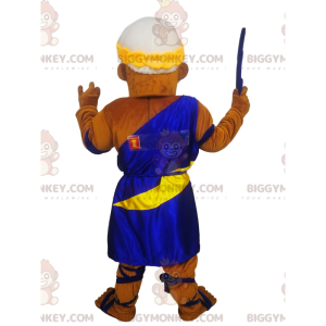 Kostým maskota Zeus BIGGYMONKEY™ s modrou a žlutou tógou –