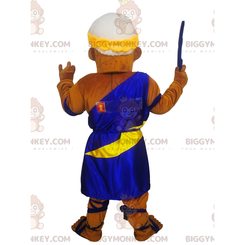 Costume de mascotte BIGGYMONKEY™ de Zeus avec une toge bleue et