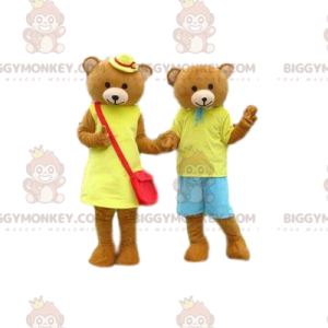 Coppia di costumi mascotte Brown Cub BIGGYMONKEY™ -