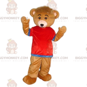 BIGGYMONKEY™ Mascot Costume Very Cute Brown Bear Cub With Red