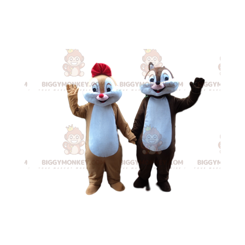 Bruin en karamel eekhoorn BIGGYMONKEY™ mascottekostuum koppel -