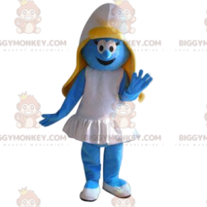 Smurfette BIGGYMONKEY™ Mascot Costume with White Ruffled Dress