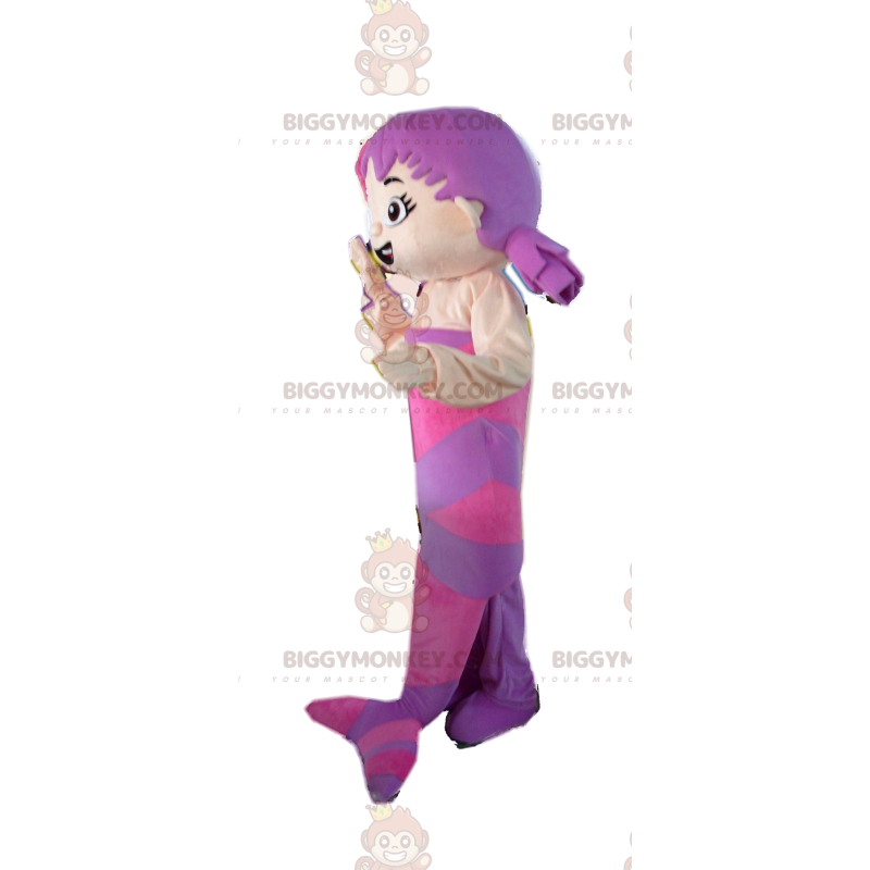 Costume de mascotte BIGGYMONKEY™ de sirène violette avec deux