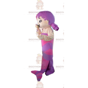 Purple Mermaid BIGGYMONKEY™ Mascot Costume with Two Quilts –