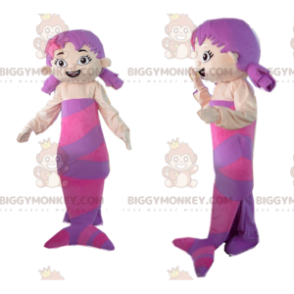 Purple Mermaid BIGGYMONKEY™ Mascot Costume with Two Quilts –