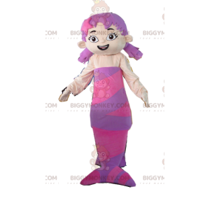 Purple Mermaid BIGGYMONKEY™ Mascot Costume with Two Quilts -