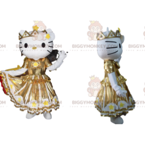 Disfraz de mascota Hello Kitty BIGGYMONKEY™ con vestido dorado