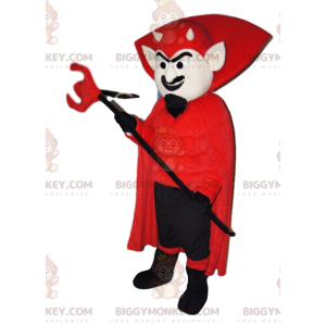 Devil BIGGYMONKEY™ maskotkostume med rødt jakkesæt og trident -