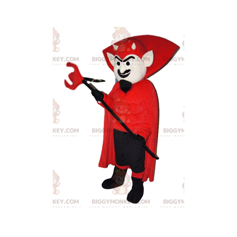 Devil BIGGYMONKEY™ Mascot Costume with Red Suit and Trident –