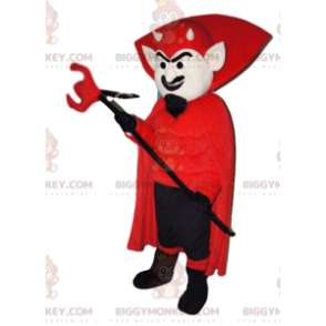 Devil BIGGYMONKEY™ Mascot Costume with Red Suit and Trident -