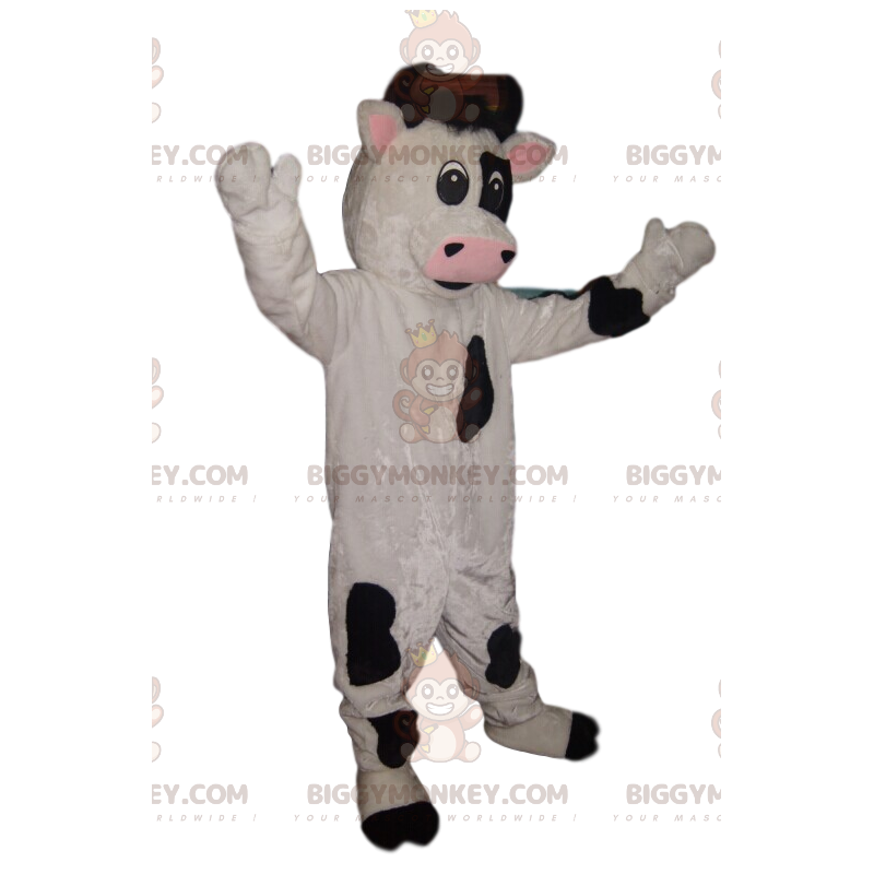 Costume de mascotte BIGGYMONKEY™ de vache noire et blanche -