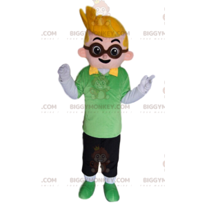 BIGGYMONKEY™ Mascottekostuum voor kleine blonde jongen met bril