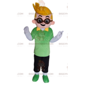 BIGGYMONKEY™ Mascottekostuum voor kleine blonde jongen met bril