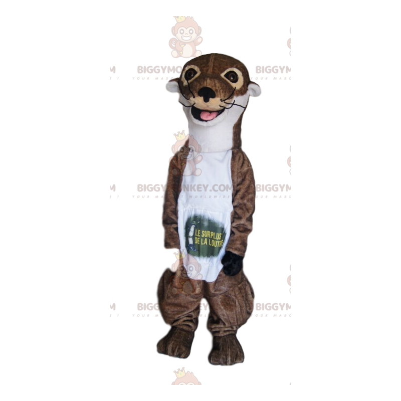 BIGGYMONKEY™ Maskottchen-Kostüm Brauner und weißer Otter mit