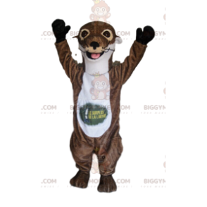 BIGGYMONKEY™ Costume da mascotte Lontra marrone e bianca con