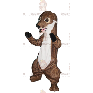 BIGGYMONKEY™ Costume da mascotte Lontra marrone e bianca con