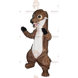 Disfraz de mascota BIGGYMONKEY™ Nutria marrón y blanca con gran